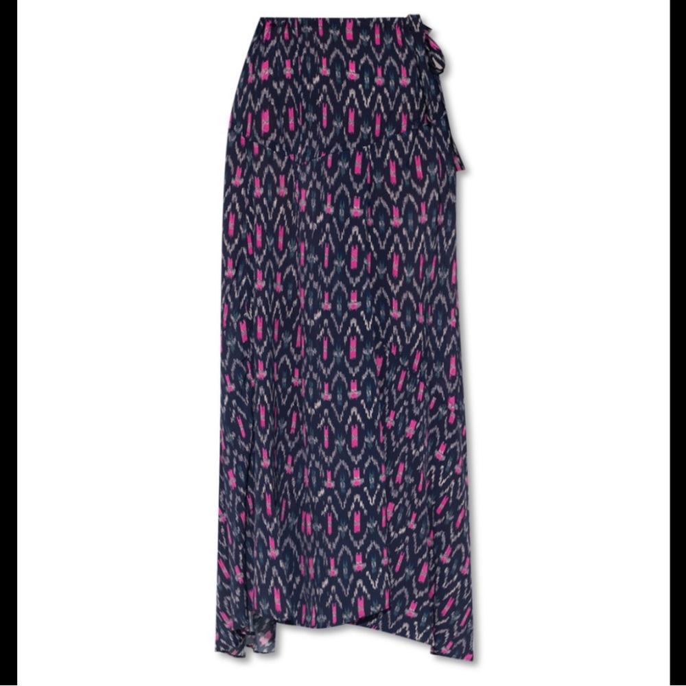 Isabel Marant Alona purple Pink blue Patterned maxi Skirt silky 36